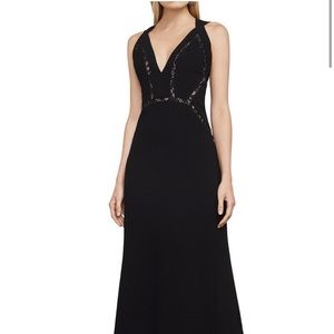 BCBG MAXAZARIA Penelope Dress Black and Lace formal gown with strappy back